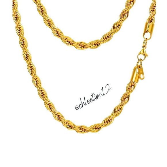 NEW 18k Gold Rope Chain 6mm Necklace - Picture 1 of 4